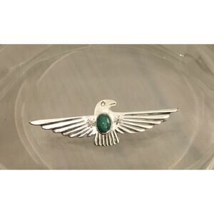 Fred Harvey Era Navajo Sterling Turquoise Thunderbird Hand Stamped PIN Native
